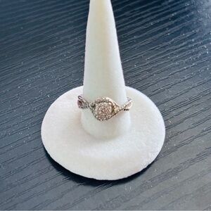 VINTAGE Sterling Silver 925 Pave Swirl Halo Ring Style